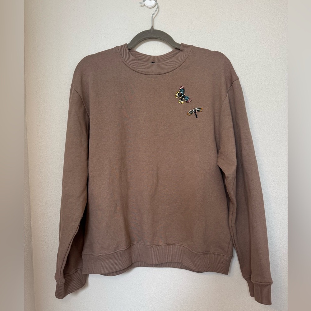 Zara Crewneck with Butterfly and Dragonfly embellishments